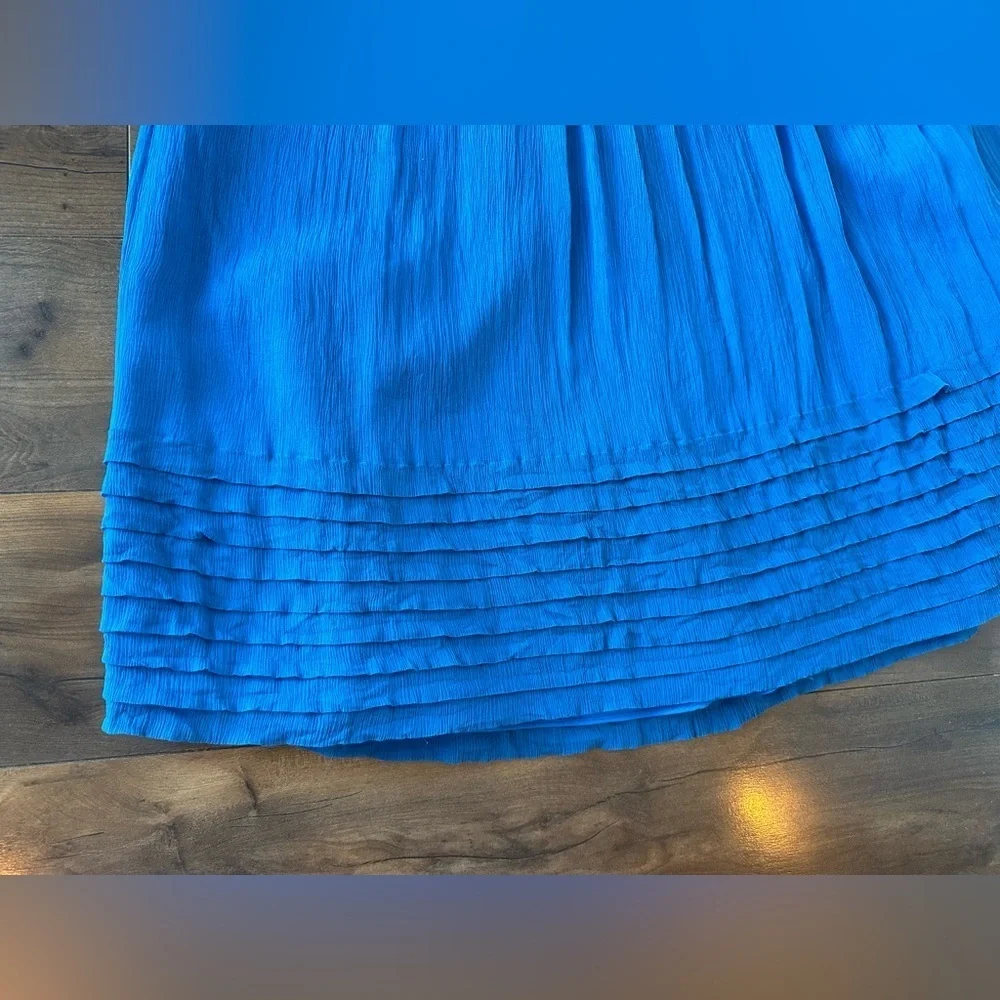 J.Crew Strapless Blue Midi Dress Smocked Hem Summer Party 10P